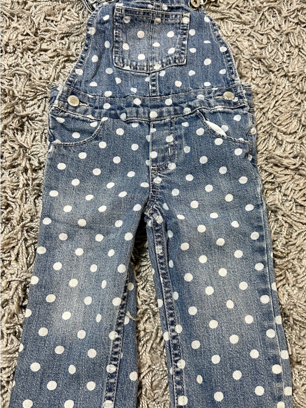 OshKosh B'gosh Blue Denim Polka Dot Overalls